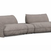 Trapezsofa Fluffy – 2-Sitzer mit Trapezelement und Abschlussteil inkl. Rückenlehne verstellbar, Stoff, Taupe