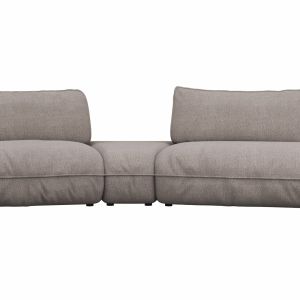 Trapezsofa Fluffy – 2-Sitzer mit Trapezelement und Abschlussteil inkl. Rückenlehne verstellbar, Stoff, Taupe