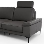 Ecksofa Matero – Ecke mit 2-Sitzer rechts inkl. Relaxfunktion motorisch und Sitzvorzug, Leder, Anthrazit