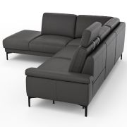 Ecksofa Matero – Ecke mit 2-Sitzer rechts inkl. Relaxfunktion motorisch und Sitzvorzug, Leder, Anthrazit