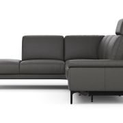 Ecksofa Matero – Ecke mit 2-Sitzer rechts inkl. Relaxfunktion motorisch und Sitzvorzug, Leder, Anthrazit
