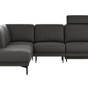 Ecksofa Matero – Ecke mit 2-Sitzer rechts inkl. Relaxfunktion motorisch und Sitzvorzug, Leder, Anthrazit