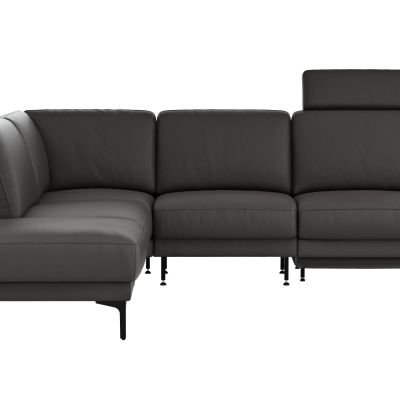 Ecksofa Matero – Ecke mit 2-Sitzer rechts inkl. Relaxfunktion motorisch und Sitzvorzug, Leder, Anthrazit