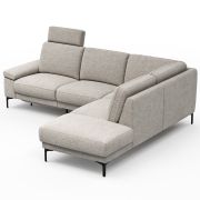 Ecksofa Matero – 2-Sitzer mit Ecke rechts inkl. Relaxfunktion motorisch und Sitzvorzug, Stoff, Hellgrau