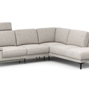 Ecksofa Matero – 2-Sitzer mit Ecke rechts inkl. Relaxfunktion motorisch und Sitzvorzug, Stoff, Hellgrau