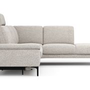 Ecksofa Matero – 2-Sitzer mit Ecke rechts inkl. Relaxfunktion motorisch und Sitzvorzug, Stoff, Hellgrau