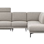 Ecksofa Matero – 2-Sitzer mit Ecke rechts inkl. Relaxfunktion motorisch und Sitzvorzug, Stoff, Hellgrau