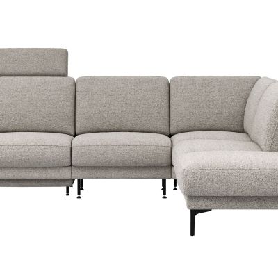 Ecksofa Matero – 2-Sitzer mit Ecke rechts inkl. Relaxfunktion motorisch und Sitzvorzug, Stoff, Hellgrau