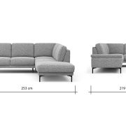 Ecksofa Matero – 2-Sitzer mit Ecke rechts, Stoff, Graubeige