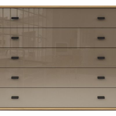 Kommode Lenoso – Eiche Nachbildung, Glas Graubraun