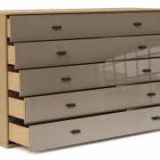 Kommode Lenoso – Eiche Nachbildung, Glas Graubraun