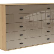 Kommode Lenoso – Eiche Nachbildung, Glas Graubraun