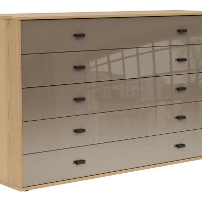 Kommode Lenoso – Eiche Nachbildung, Glas Graubraun