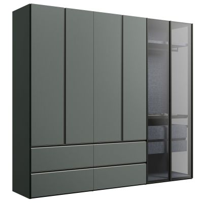 Drehtürenschrank Solina Perry/Gola – B ca. 273 cm, Lack matt, opal, Glas grau schattiert
