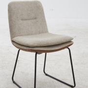 Polsterstuhl Macano – Leder & Stoff, Beige, Cognac