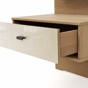 Nachttisch Lenoso – Eiche Nachbildung, Glas Graubraun
