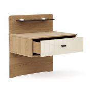 Nachttisch Lenoso – Eiche Nachbildung, Glas Graubraun