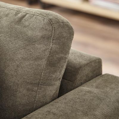 Ecksofa Oviedo – 1,5-Sitzer mit Longchair rechts, Stoff, Braungrün