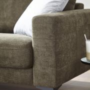 Ecksofa Oviedo – 1,5-Sitzer mit Longchair rechts, Stoff, Braungrün