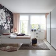 Bett Viana – Liegefläche ca. 200×200 cm, Holzwerkstoff Weiß, Kunstleder Anthrazit
